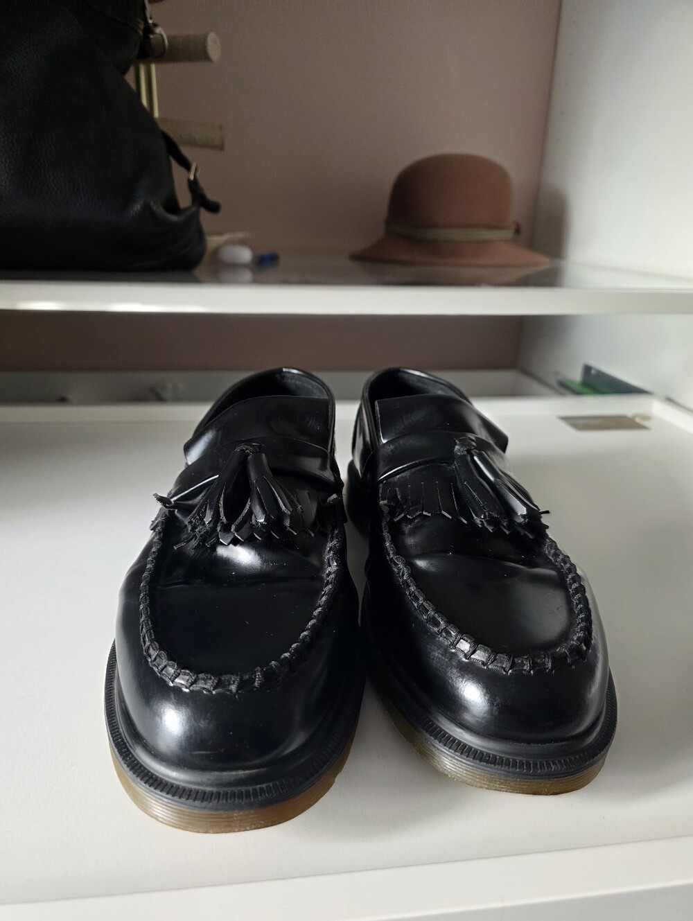 Dr. Martens Black Tassel Moc Toe Slip-On Loafers